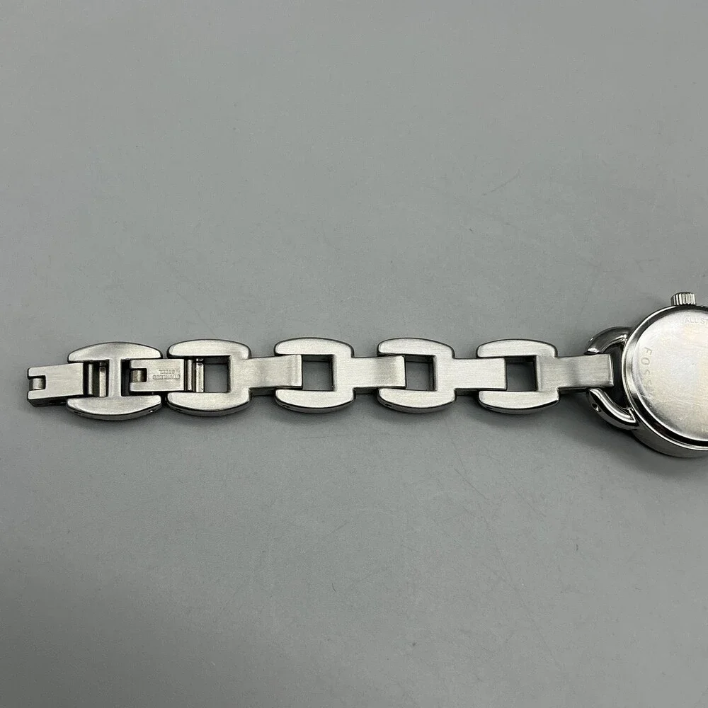 Fossil Women Watch 22mm Silver Tone Stainless Crystals ES-2561 New Battery 6.25